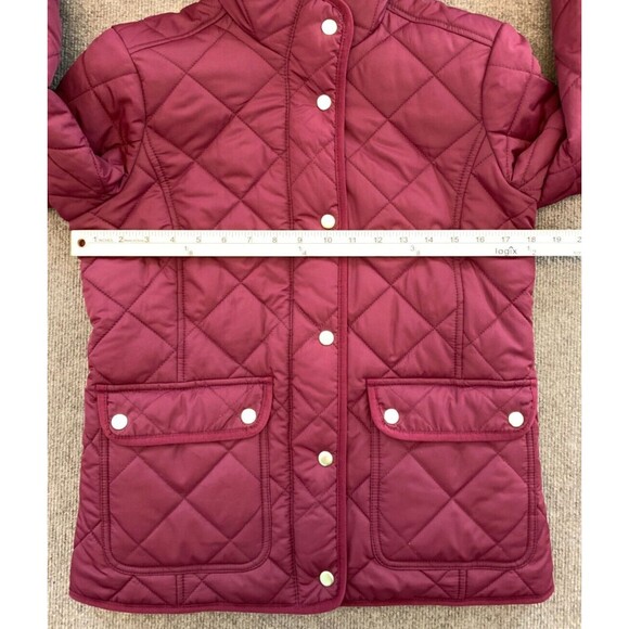 J Crew Quilted Jacket Womens S Barn Coat Patch Pockets Lined Preppy Burgundy - Picture 6 of 10